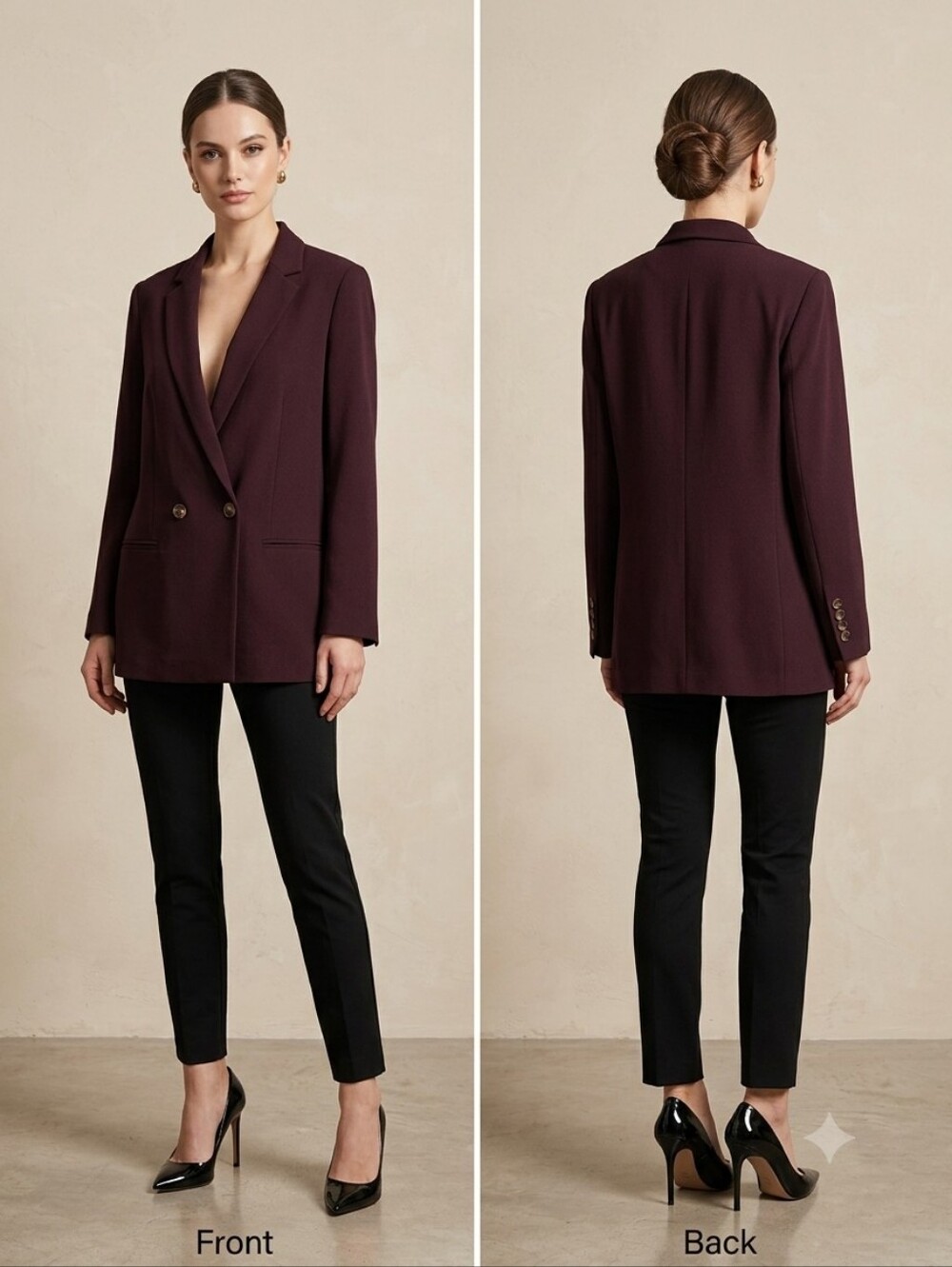 Express Women's Double-Breasted Wine Blazer